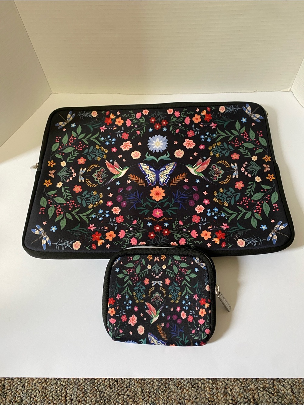 Mosiso Floral Butterfly Laptop Case and Mini Electronics Bag